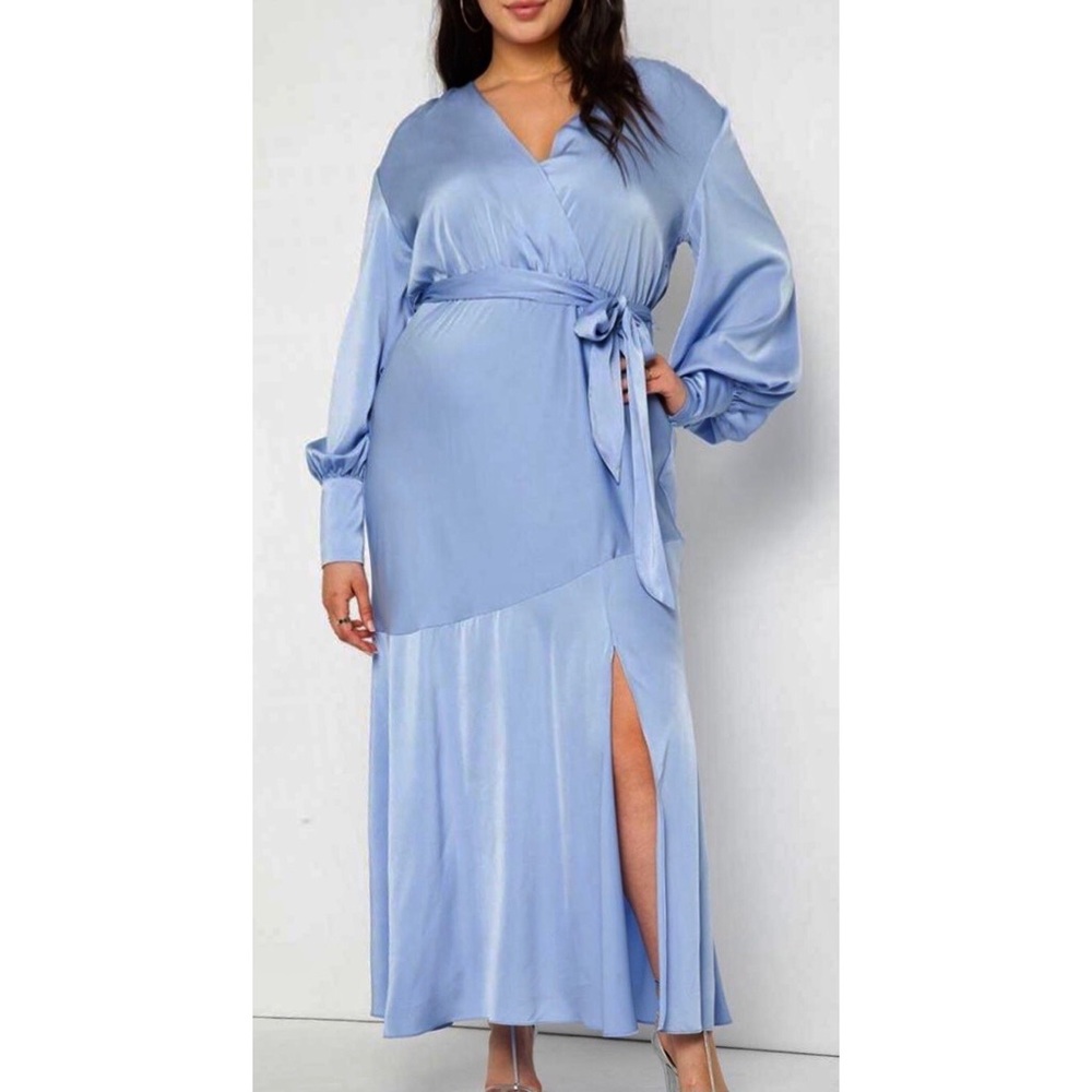 Eloquii • 24 • Satin Maxi Dress Long Puff Sleeve